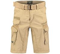 Geographical Norway Herren Baumwoll Cargo Shorts Parasol Stoff-Gürtel,Beige,XL