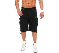 Geographical Norway Herren Baumwoll Cargo Shorts Parasol Stoff-Gürtel,Black,L