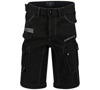 Geographical Norway Herren Baumwoll-Cargo-Shorts Parasol mit Stoffgürtel Schwarz L