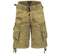 Geographical Norway Herren Baumwoll Cargo Shorts Parasol Stoff-Gürtel,Mastic,M
