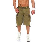 Geographical Norway Herren Baumwoll Cargo Shorts Parasol Stoff-Gürtel,Mastic,S