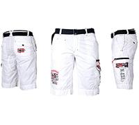Geographical Norway Herren Cargo Shorts Kurze Hose Short Bermuda Knielang Parodi, Hosengröße:XXL /W36, Farbe:Weiß