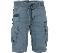 Geographical Norway Herren Cargoshorts - Kurze Hose aus Baumwolle, Sommer-Bermuda mit Gürtel, Größen S-5XL Brandiing- Production (Small, Blue)