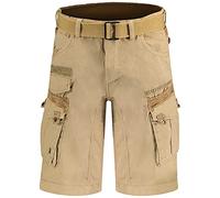 Geographical Norway Herren Cargoshorts - Kurze Hose aus Baumwolle, Sommer-Bermuda mit Gürtel, Größen S-5XL Brandiing- Production (XXL, BEIGE)