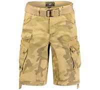 Geographical Norway Herren Cargoshorts - Kurze Hose aus Baumwolle, Sommer-Bermuda mit Gürtel, Größen S-5XL Brandiing- Production (Large, CAMO BEIGE)