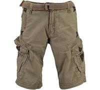 Geographical Norway Herren Shorts Peanut Perle Kurze Hose Männer mit Gürtel Bestickt Cargoshorts (X X Large, Mastic)