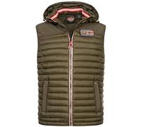Geographical Norway Herren Stepp weste Bodywärmer Outdoor Kapuzenweste Herbst Vest Winter, Farbe:KAKI, Größe:M 48