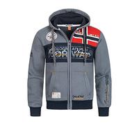 Geographical Norway Herren Sweatjacke Flyer Jacke mit Kapuze,Patches (Dunkelgrau, L)