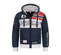Geographical Norway Herren Sweatjacke Flyer Jacke mit Kapuze,Patches (Marine, XXL)
