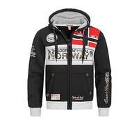 Geographical Norway Herren Sweatjacke Flyer Jacke mit Kapuze,Patches (Schwarz, 3XL)