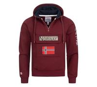 Geographical Norway Herren-Sweatshirt mit Kapuze, Sweatshirt mit halbem Reißverschluss und Gürteltasche, langärmeliger Kapuzenpullover, Freizeitproduktion, burgunderrot, M