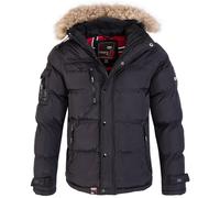 Geographical Norway Herren Winter Jacke Kunstfellkragen H-214: Dunkelgrün / 2XL