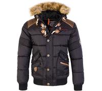 Geographical Norway Herren Winter Jacke Kunstfellkragen H-216: Schwarz / L