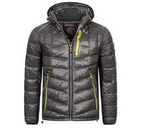 Geographical Norway Herren Winter Jacke Parka Steppjacke Kapuze Softshell Gesteppt Neu, Farbe:Dunkelgrau, Größe:S