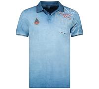 Geographical Norway KADVENTURE Herren Poloshirt Klassisch Bedruckt Baumwolle Kurzarm Lässige Knopfleiste Casual Shirt Tops Regular Fit Style Classic (Blau, L)