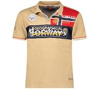 Geographical Norway Kidney Men - Poloshirt für Herren, Bedruckt, klassisch, Baumwolle, Kurze Ärmel, lässiger Kragen mit Knopf (Beige, L)