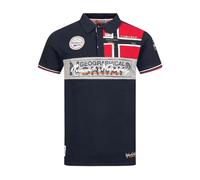 Geographical Norway Kidney Men - Poloshirt für Herren, Bedruckt, klassisch, Baumwolle, Kurze Ärmel, lässiger Kragen mit Knopf (Marine, XL)