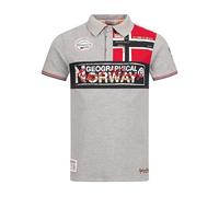 Geographical Norway Kidney Men - Poloshirt für Herren, Bedruckt, klassisch, Baumwolle, Kurze Ärmel, lässiger Kragen mit Knopf (Hellgrau, 3XL)