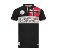 Geographical Norway Kidney Men - Poloshirt für Herren, Bedruckt, klassisch, Baumwolle, Kurze Ärmel, lässiger Kragen mit Knopf (Schwarz, L)