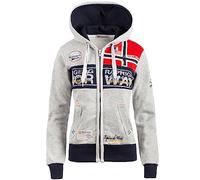 Geographical Norway Ladies Sweat Jacket with Hood Blended Grey XL