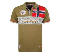 Geographical Norway Kidney Men - Poloshirt für Herren, Bedruckt, klassisch, Baumwolle, Kurze Ärmel, lässiger Kragen mit Knopf (Khaki, L)