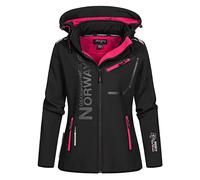Geographical Norway Queen Lady - Women's Softshell Jacket, Windproof, Waterproof, Outdoor Hooded Jacket, black/pink, XXL