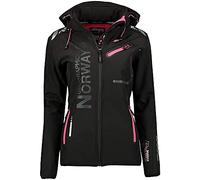Geographical Norway REINE BELL Women - Winterjacke / Softshelljacke Damen Winter - Fleecejacke mit Kapuze für Damen - Wasserdichter Mantel mit langen Ärmeln, Parka Damen, Schwarz , 4/XL