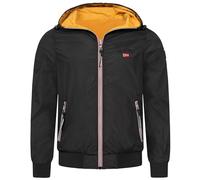 Geographical Norway Übergangsjacke Frühlingsjacke Windbreaker Blouson Sommer Wende Jacke, Farbe:Schwarz, Größe:XL
