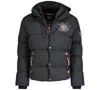Geographical Norway Verveine Men Distribrands - Warme Kapuzenjacke für Männer - Langarmjacke - Warmer Wintermantel für Männer - Outdoorjacke mit wattiertem Innenfutter (Schwarz XL)