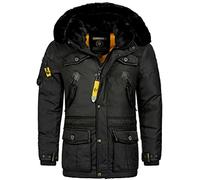 Geographical Norway warme Herren Winter Jacke Parka Outdoor ACORE Luxus SKI Anorak Winter Jacke Wintermantel Mantel, Farbe:Schwarz, Größe:L