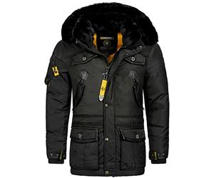 Geographical Norway warme Herren Winter Jacke Parka Outdoor ACORE Luxus SKI Anorak Winter Jacke Wintermantel Mantel, Farbe:Schwarz, Größe:S