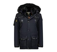 Geographical Norway Wintermantel ACORE Hochwertige Verarbeitung Kunstleder Applikationen Viele Eingriffstaschen Gefüttert navy 3XL