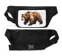 Geometric Low Poly Design of Bear Unisex Hüfttasche, Schwarz