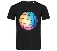 Geometric Volleyball Sport Ball Vector Graphic Grafisches Herren-T-Shirt aus Baumwolle mit V-Ausschnitt X-Large