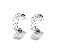 Geometrisch Gerippte Eckige Karierte Ohrclips Ohne Durchbohrte Einfache Wilde S925 Sterling Silberohrknochen-Clipohrringe Weiblich, OUJTWMDQ, Gold, 925er Silber
