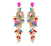 Geometrische Kristall-Blumen-Ohrringe, bunte Zirkonia, Strass, Musiknoten, Kronleuchter, große Ohrstecker, Modeschmuck, Geschenke für Frauen und Mädchen, Brauthochzeit, Metall, Zirkonia