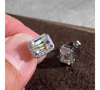 Geometrische Ohrstecker Aus S925-sterlingsilber, Quadratisches Design Und Eingelegter Zirkonia-schmuck Für Damen