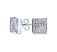 Geometrische Quadratische Kubische Zirkonia Micro Pave CZ Ohrstecker Für Männer Und Frauen .925 Sterlingsilber 8MM