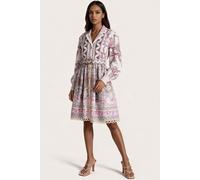 Geometrisches Hemdblusenkleid mit Gürtel XL
