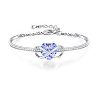 GEORGE · SMITH Herz Armband für Damen Einstellbar Infinity Armbänder, Silber Plattiert Armband mit Rosa Blau Kristall- Geburtstag Geschenke für Frauen Mädchen