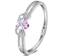 GEORGE · SMITH Herz Armband für Damen Silber Armband Damen mit Rosa Kristall, Infinity Armband Geburtstag Armband für Mama Frauen