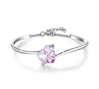 GEORGE · SMITH Love Story Armband Verstellbare versilberte Armbänder für Frauen mit blau-rosa Herzkristallen - Muttertagsgeschenk für ihre Mutter