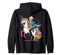 George Washington reitet auf einem Einhorn Bunte Regenbogengrafik Kapuzenjacke