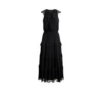 Georgette-Stufenkleid mit Rüschenbesatz 42 Black