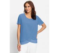 Georgettebluse LADY, Damen, Gr. 36, blau (himmelblau), 100% Polyester, unifarben, Rundhals, Blusen (79642923-36) himmelblau