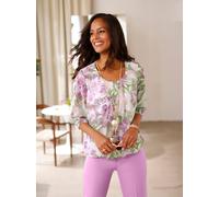 Georgettebluse LADY, Damen, Gr. 42, bunt (pistazie, orchidee, bedruckt), 100% Polyester, bedruckt, geblümt, gemustert, mehrfarbig, Rundhals, Blusen (86392321-42) pistazie, orchidee, bedruckt