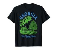 Georgia Retro Vintage State Motiv Pfirsich Baum Haus Natur T-Shirt