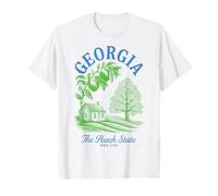 Georgia Retro Vintage State Motiv Pfirsich Baum Haus Natur T-Shirt