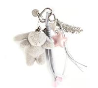 Georgie Porgy Hase Plüsch Schlüsselanhänger Handtaschen Zubehör für Damen Taschenanhänger Bag Charms für Rucksack Geldbeutel Sporttasche Cute Keychain Geschenke für Mädchen (Hase Sterne Grau)