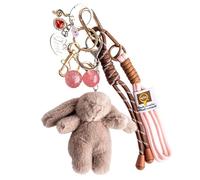 Georgie Porgy Hase Schlüsselanhänger Handtaschen Zubehör für Damen Taschenanhänger Bag Charms für Rucksack Geldbeutel Sporttasche Cute Keychain Geschenke für Mädchen (Hase Kirsche Khaki)